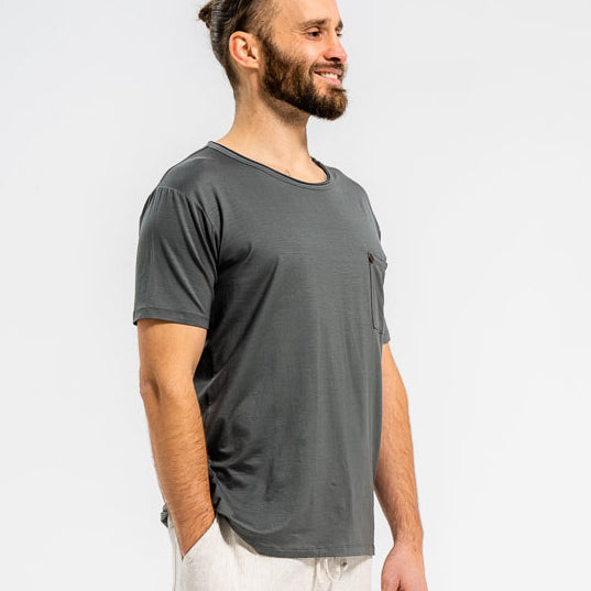 Yoga Shirt Herren aus Eukalyptus Mix - Grau