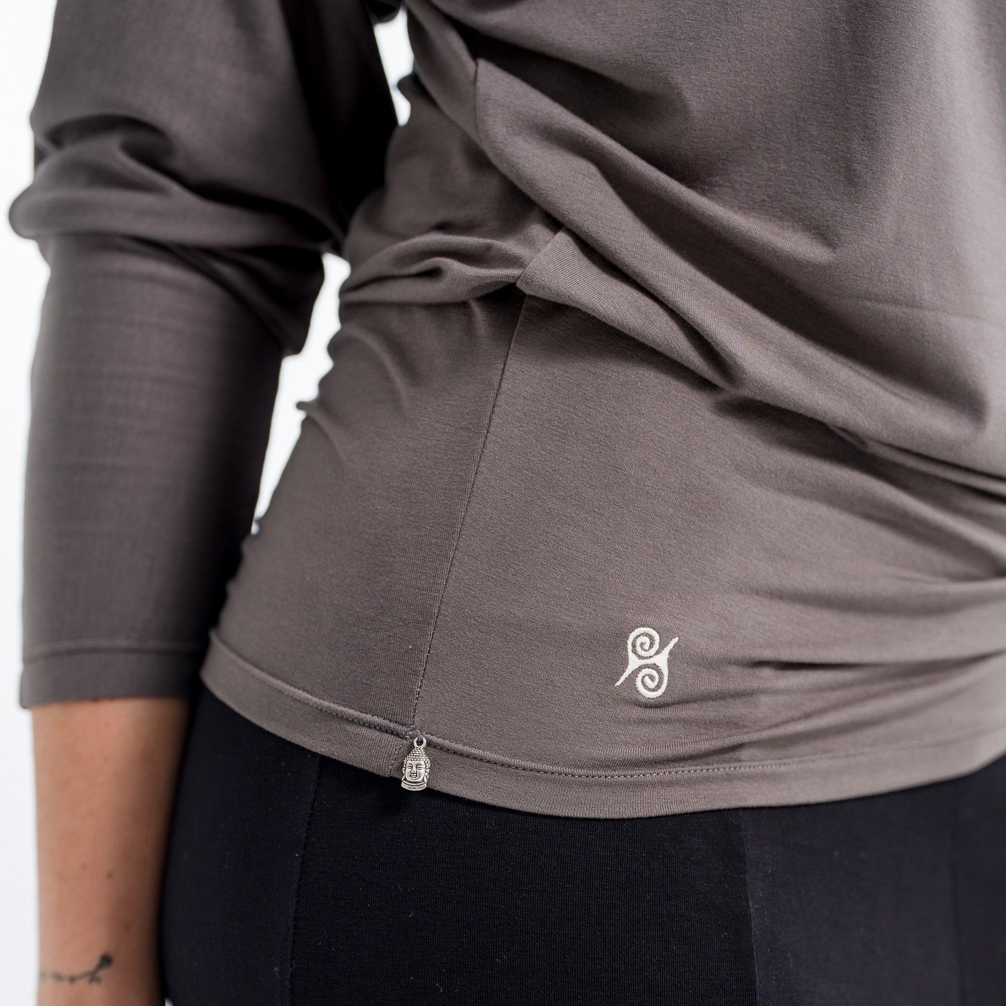 Yoga Shirt Damen aus Bambus Mix - Waterfall Top long Grey NEU