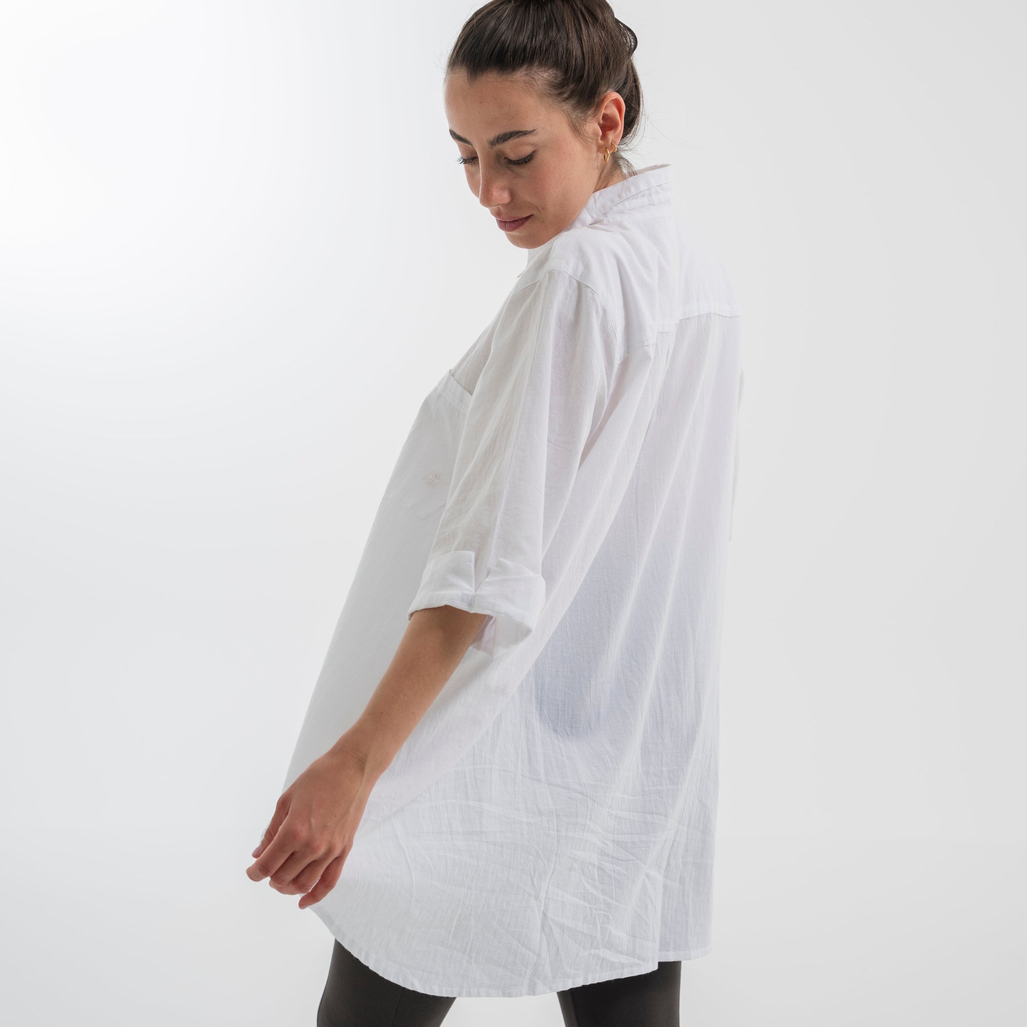 Women's cotton blend shirt - Summer Breeze White