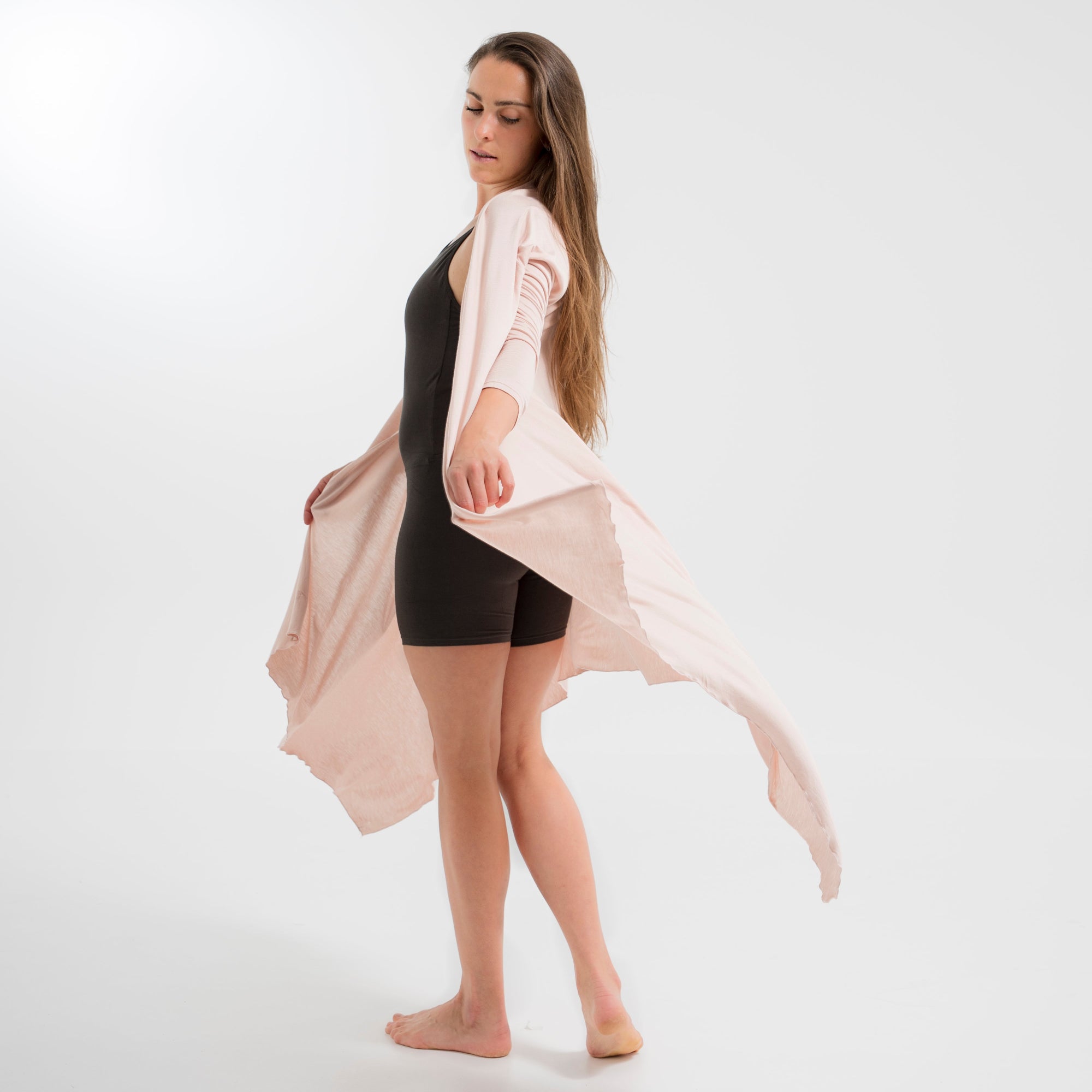 Yoga jacket for women made of bamboo fiber - Goddess Cape Dusty Rosé