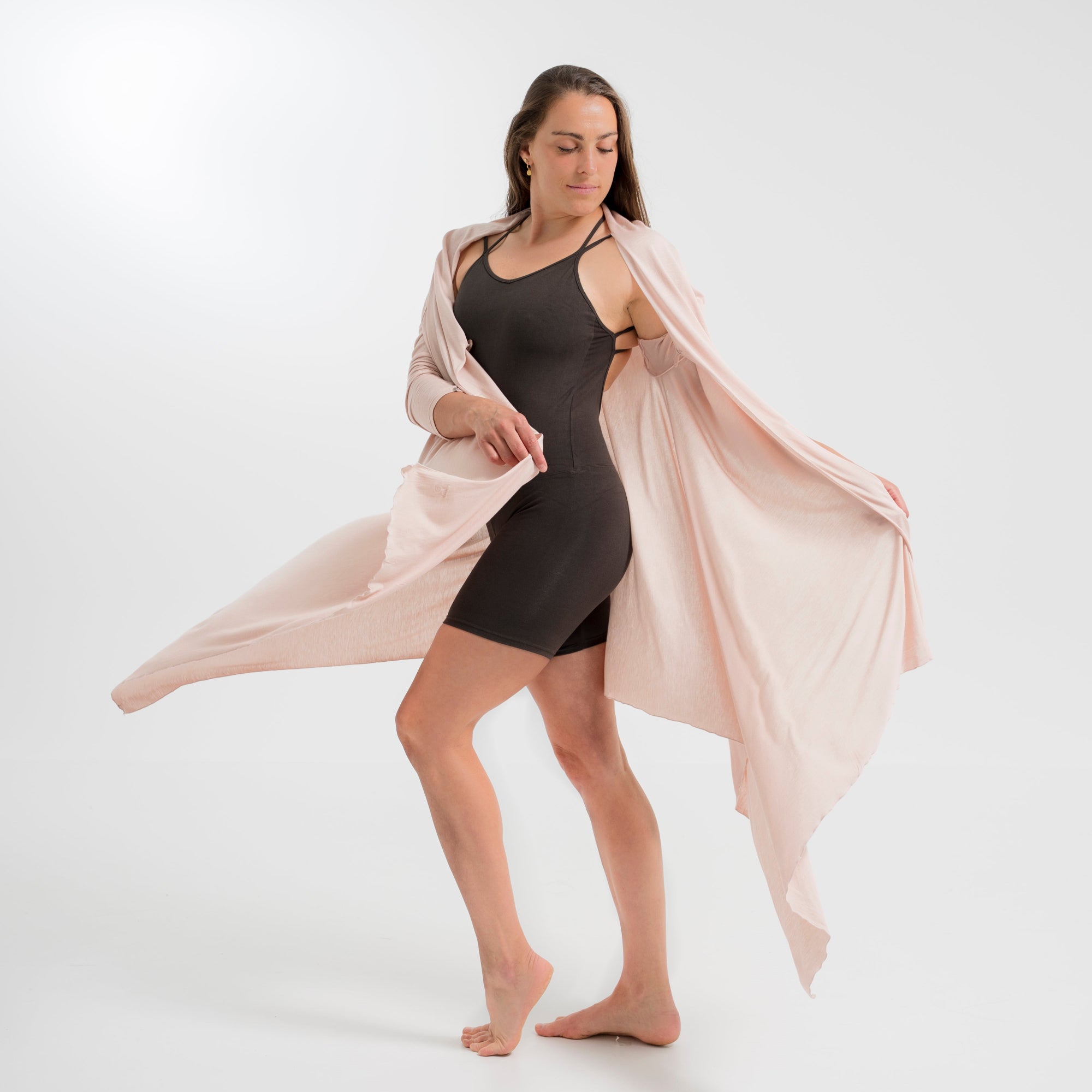 Yoga jacket for women made of bamboo fiber - Goddess Cape Dusty Rosé