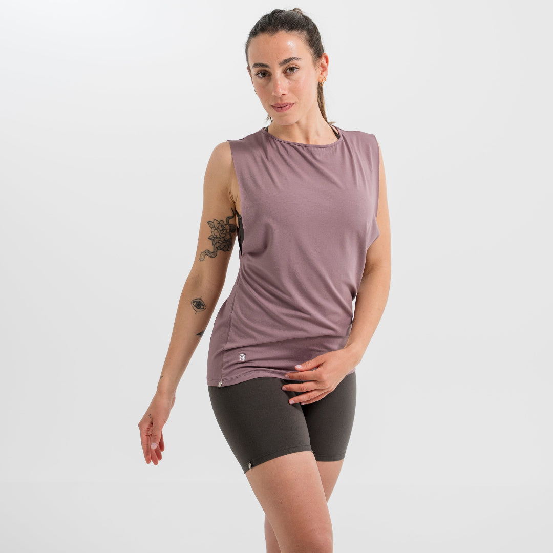 Yoga Shirt Damen aus Bambus Faser - Sneaky Top Eggplant NEU