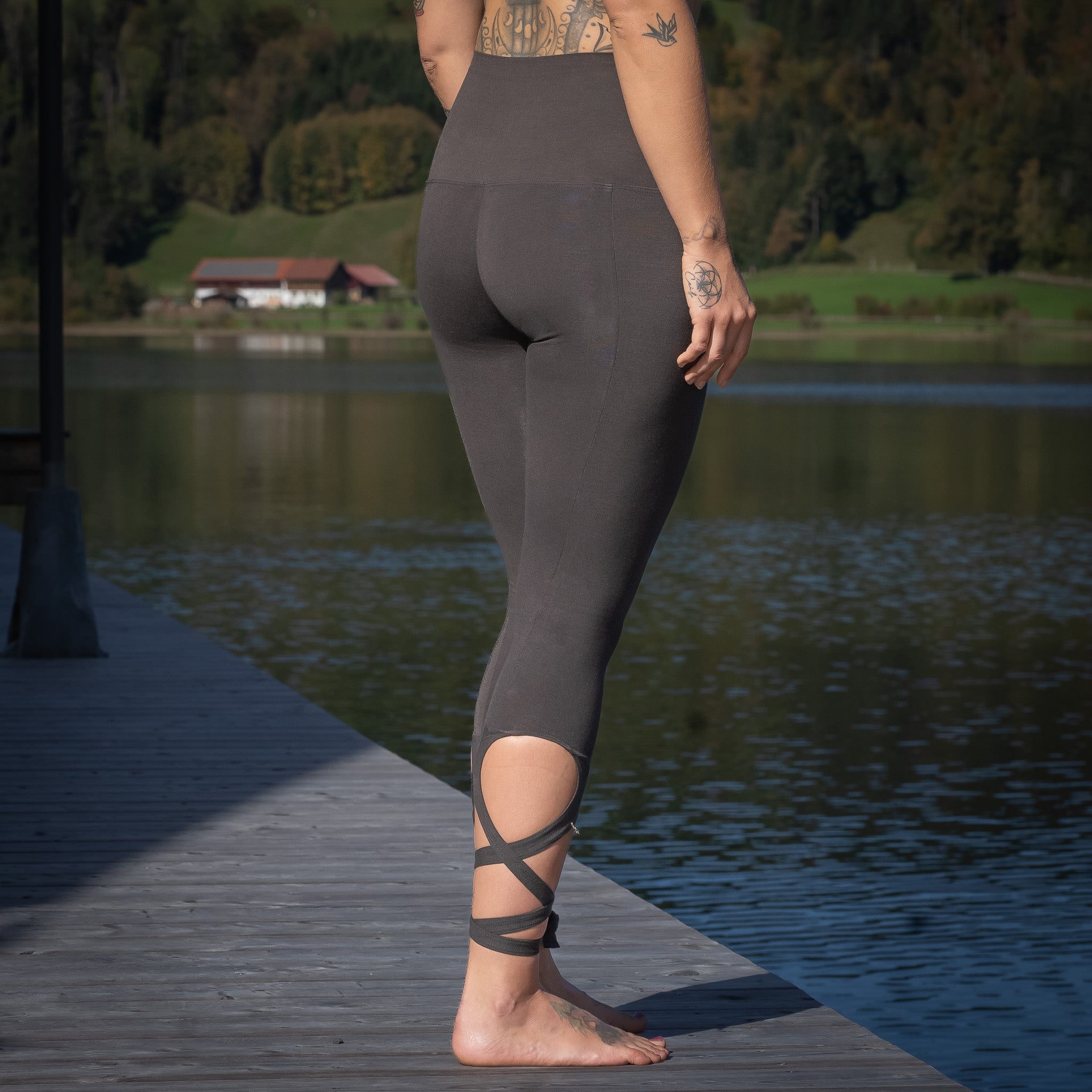 Yoga Leggings Damen aus Bambus Mix - Loop Salty Chocolate-Dark (Standard Material)