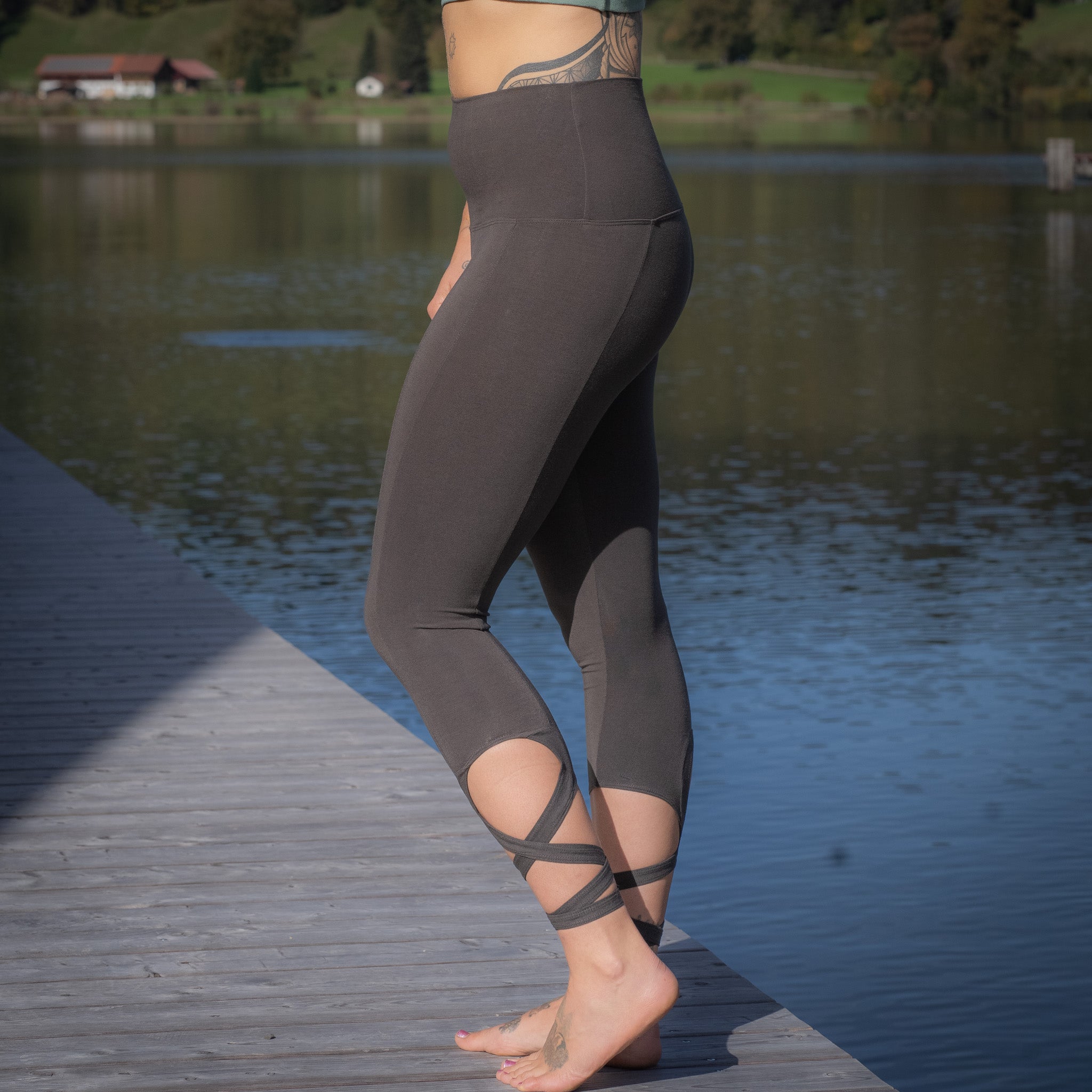 Yoga Leggings Damen aus Bambus Mix - Loop Salty Chocolate-Dark (Standard Material)