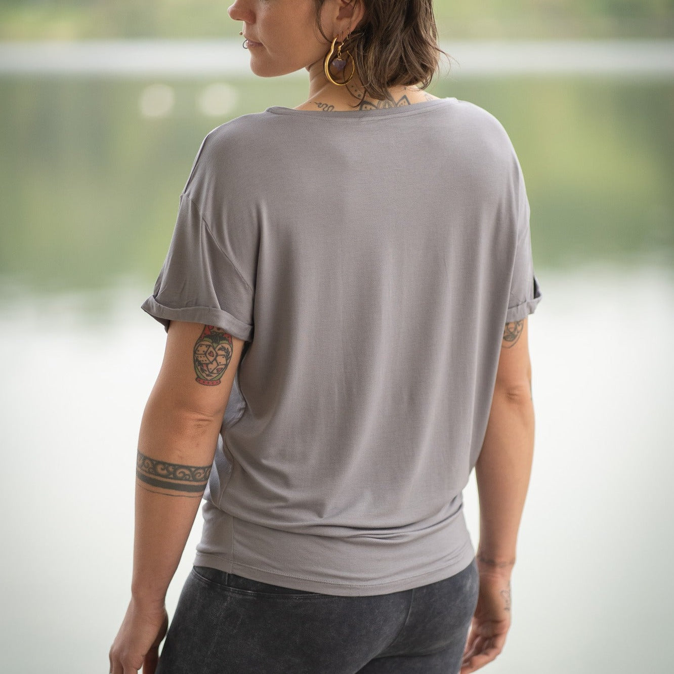 Yoga Shirt Women made of Bamboo Fiber - Supersoft Stone-Grey NEW