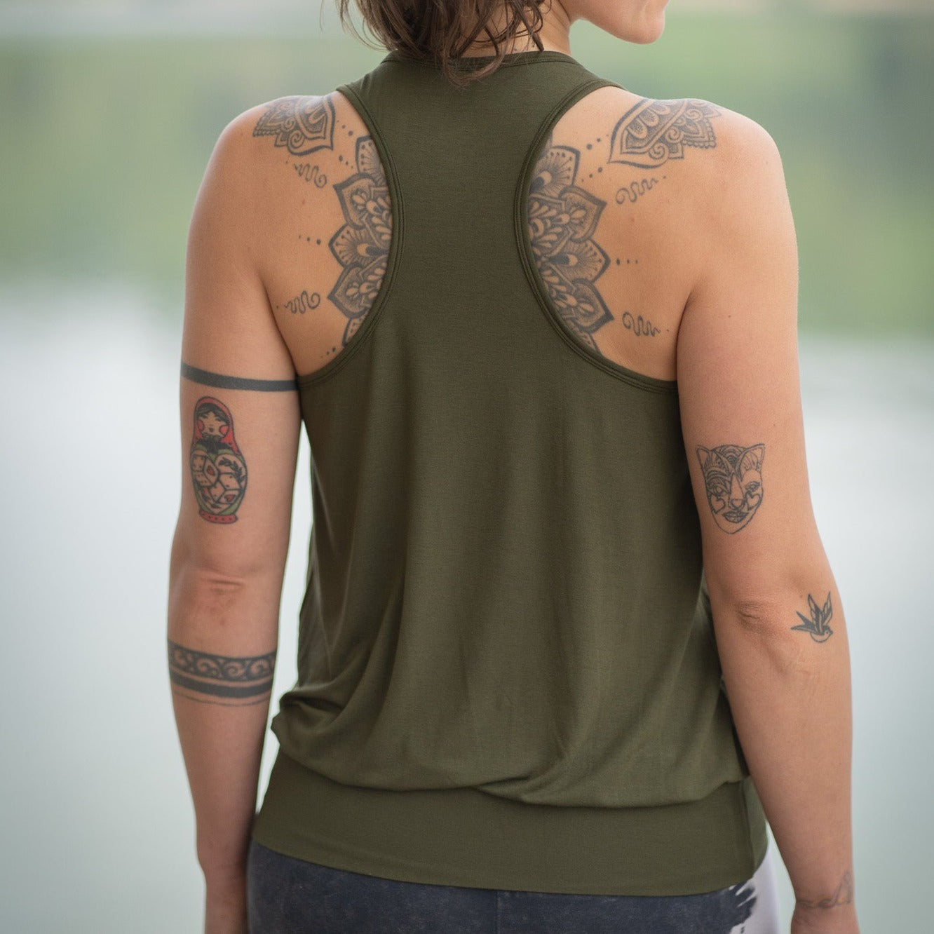 Yoga Top Damen aus Bambus Faser - Cute Shirt Forest Light