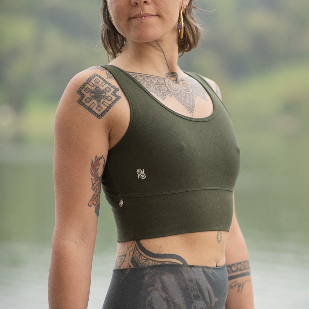 Yoga Top Women's Bamboo Mix - Snug Top Moss Green