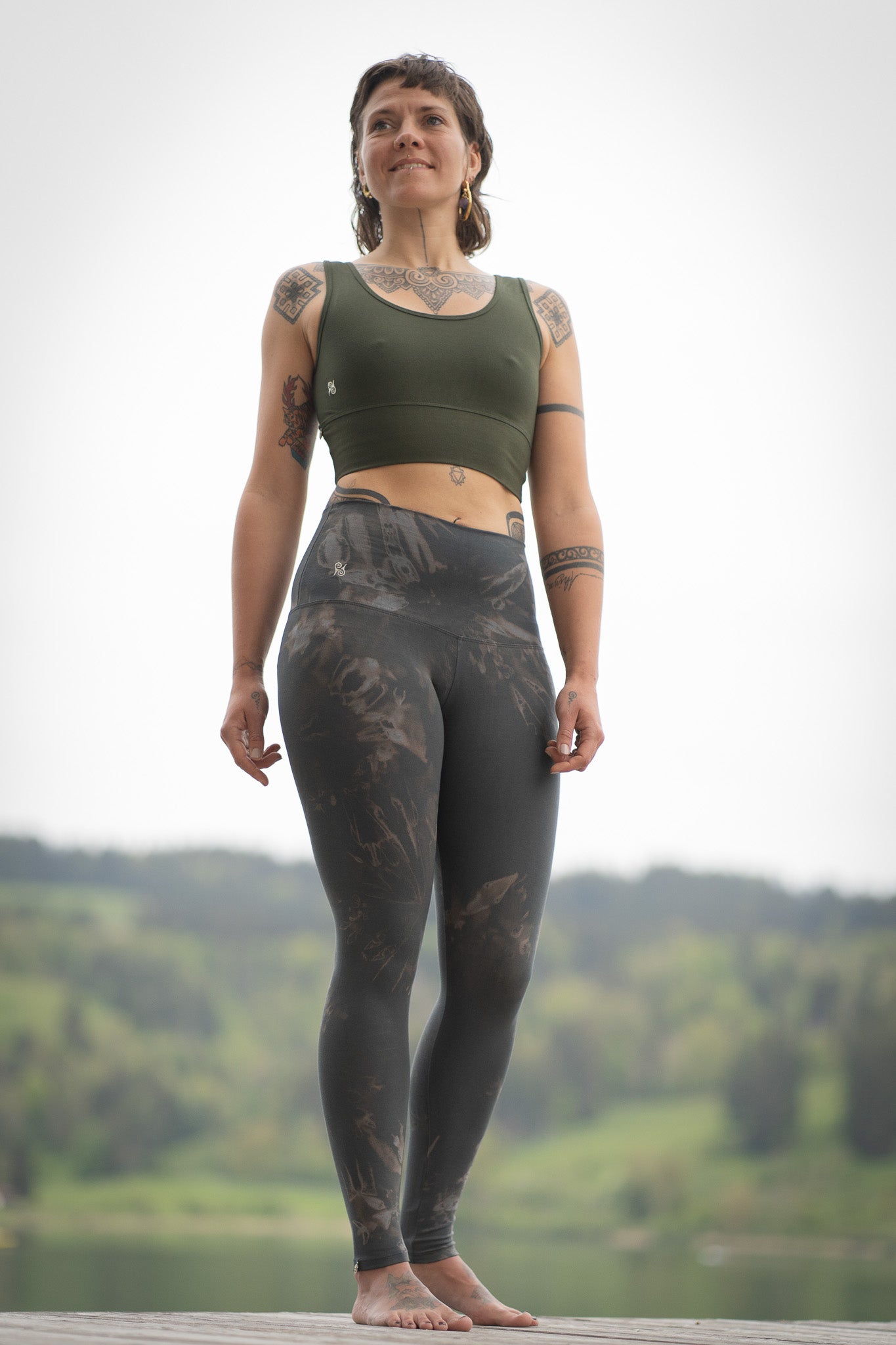 Yoga Leggings Damen aus Bambus Mix - Lost in Space Grau (Standard Material)