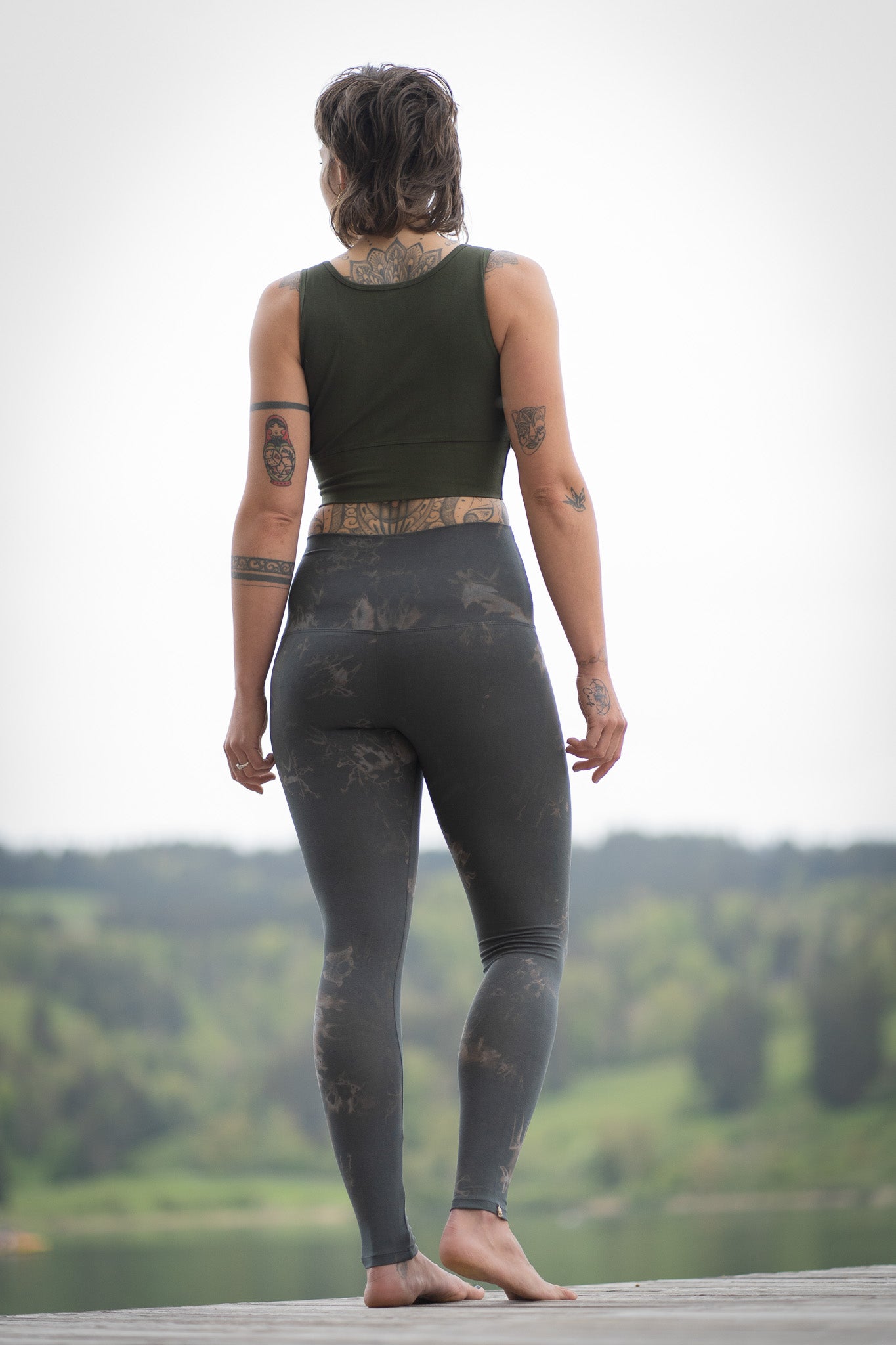 Yoga Leggings Damen aus Bambus Mix - Lost in Space Grau (Standard Material)