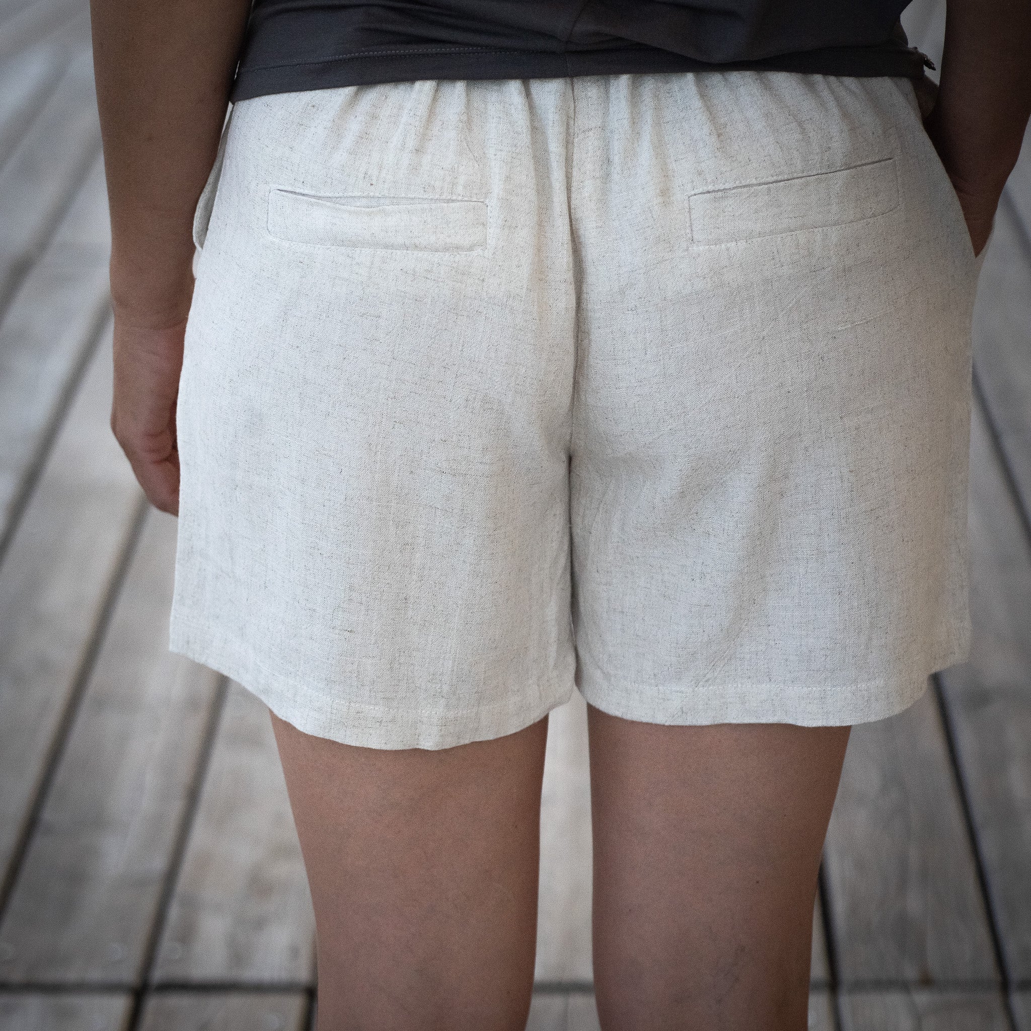 Leinen Hose Damen kurz - Evermore Naturweiß (fällt größer aus)