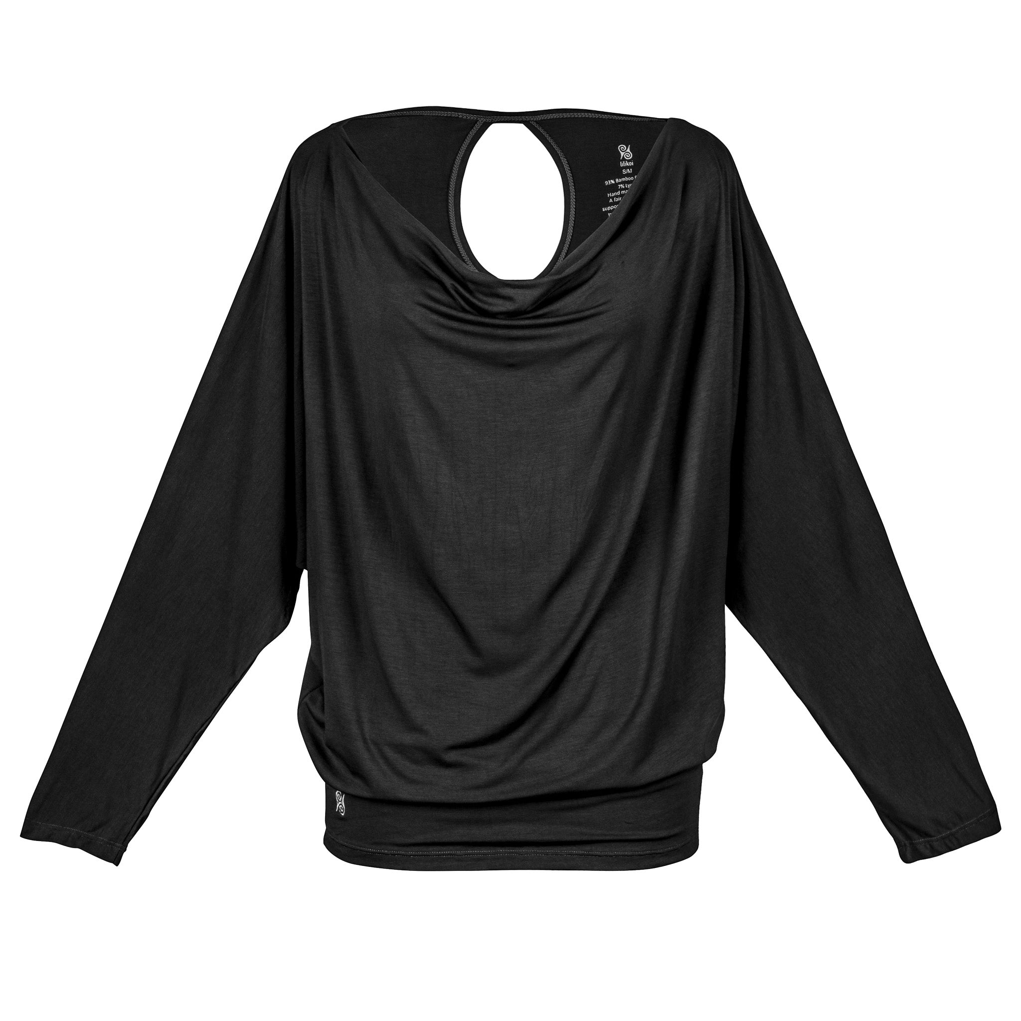 Yoga Shirt Women made of Bamboo Mix - Waterfall Top long Black NEW