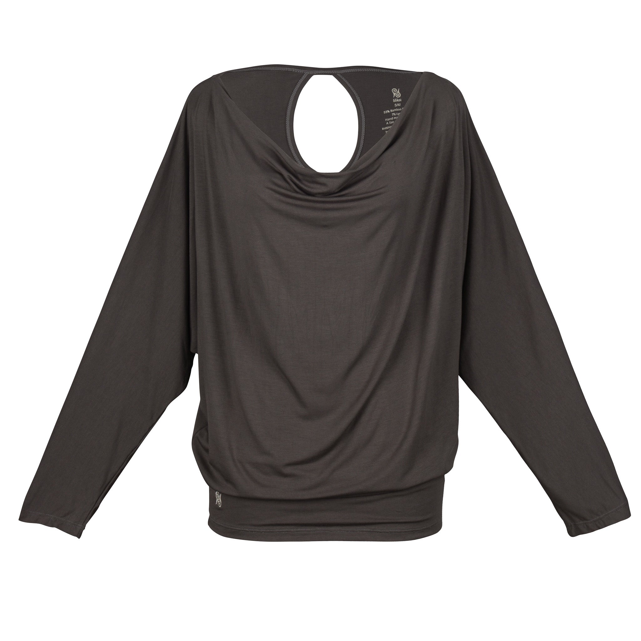 Yoga Shirt Damen aus Bambus Mix - Waterfall Top Long Salty Chocolate