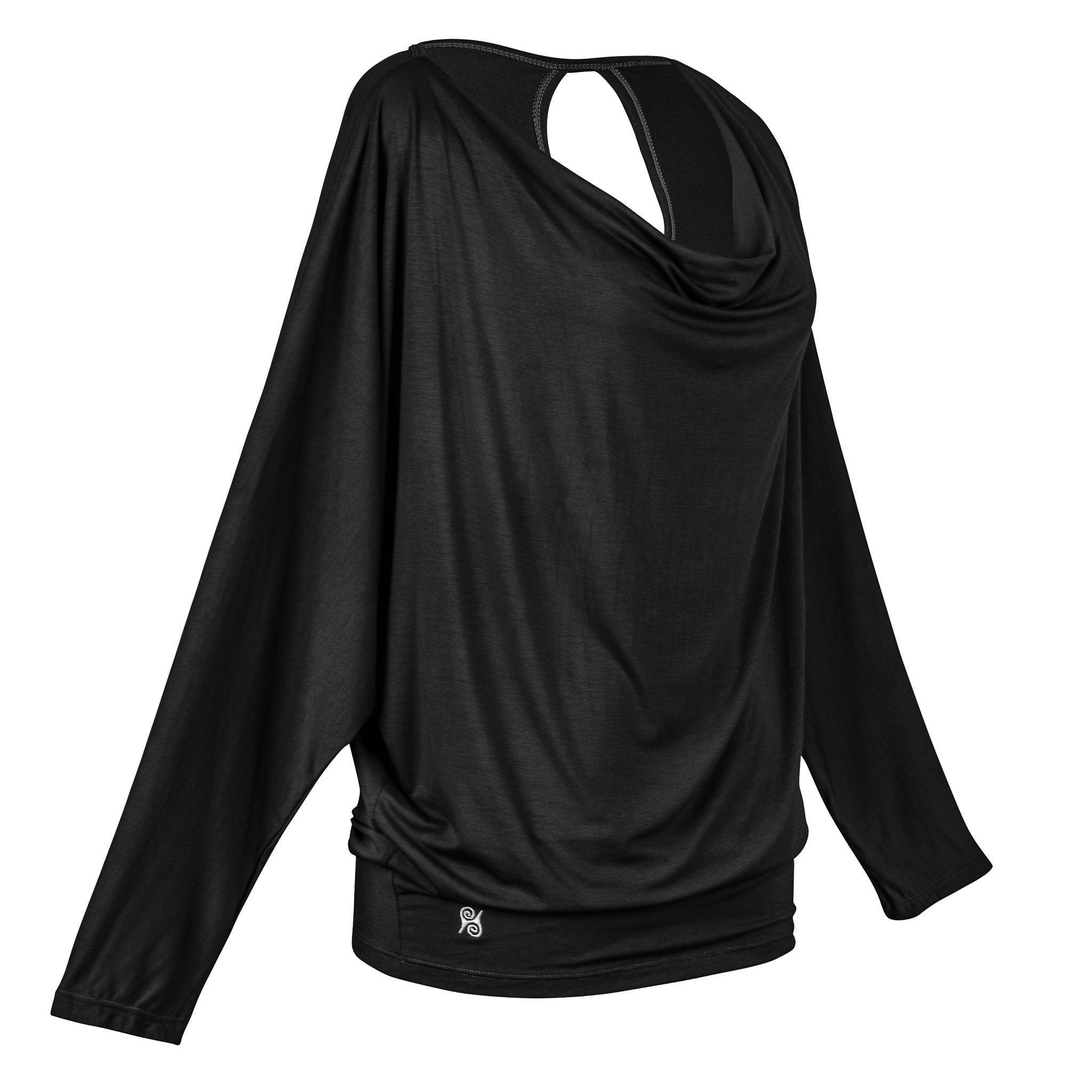 Yoga Shirt Women made of Bamboo Mix - Waterfall Top long Black NEW