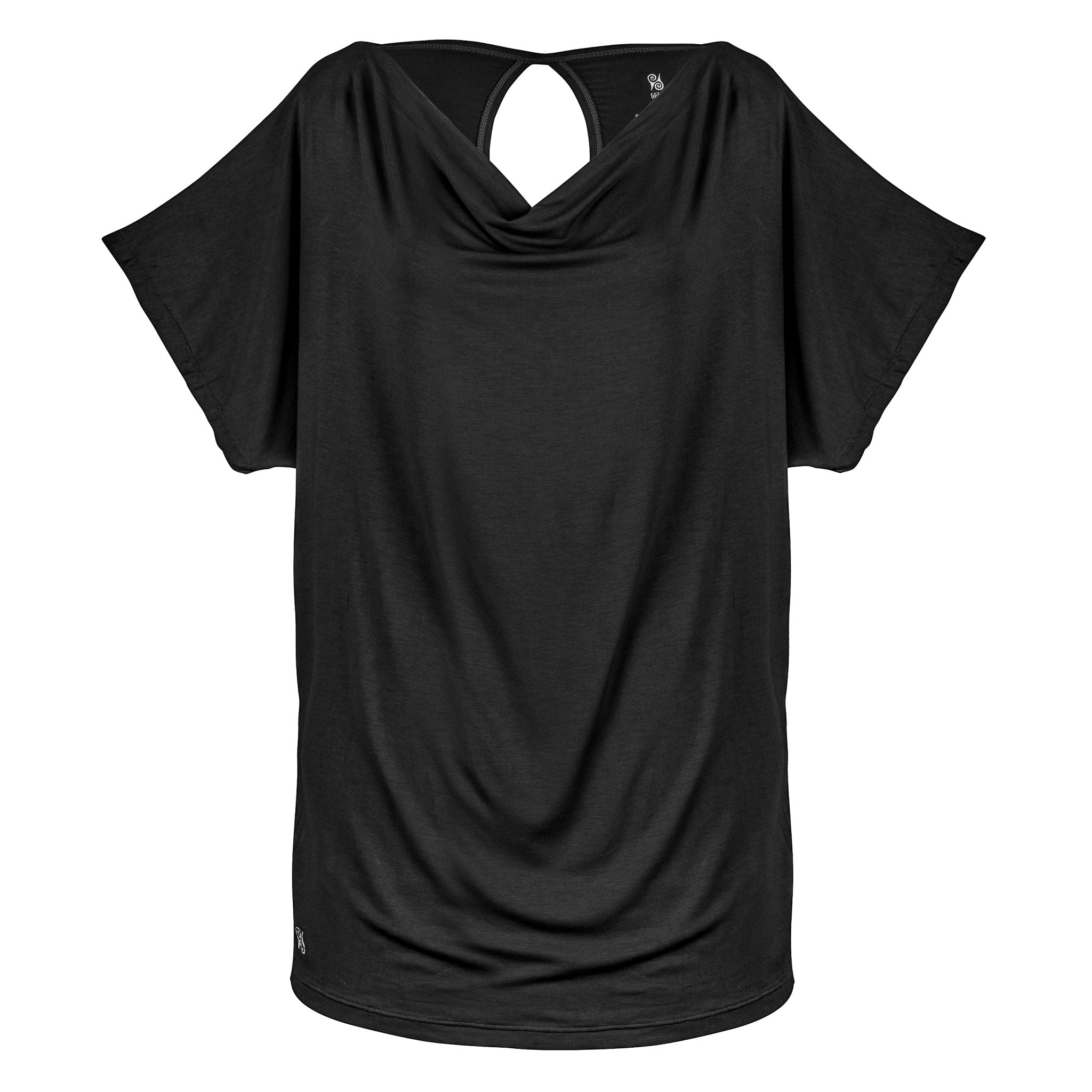 Yoga Shirt Women made of Bamboo Mix - Waterfall Top short Black NEW