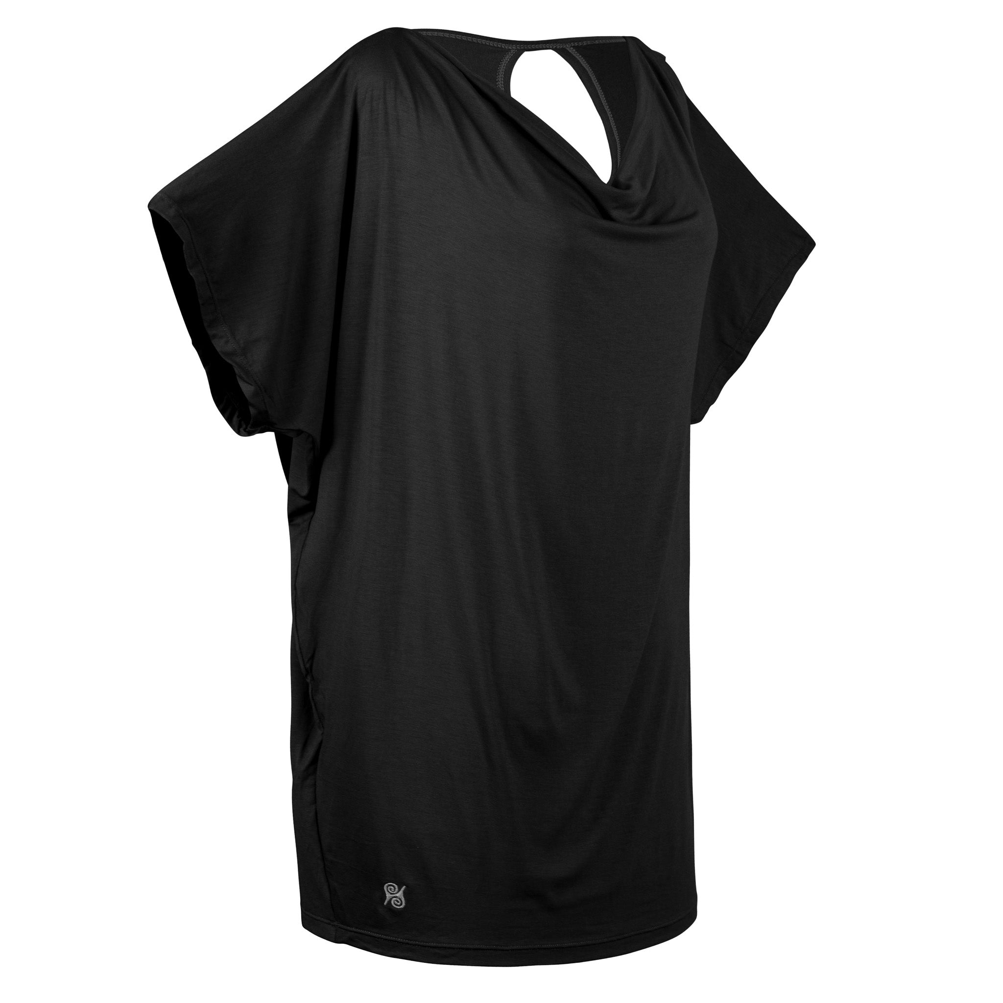 Yoga Shirt Women made of Bamboo Mix - Waterfall Top short Black NEW