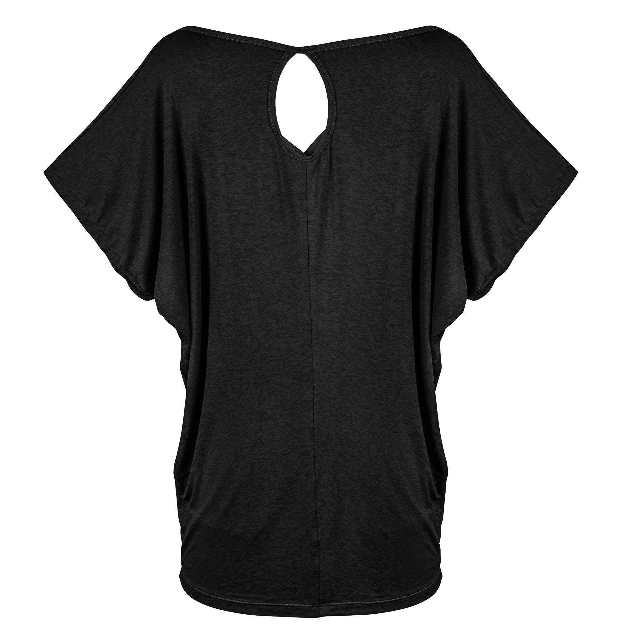 Yoga Shirt Women made of Bamboo Mix - Waterfall Top short Black NEW