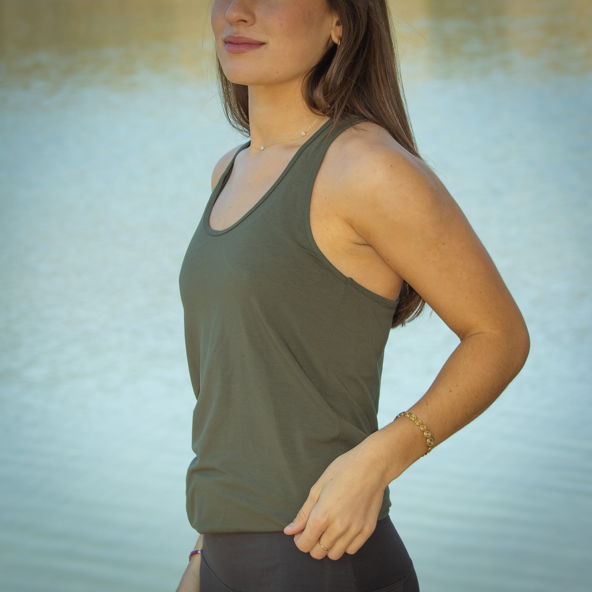 Yoga Shirt Damen aus Bambus Faser - Klassik Top Forest Light