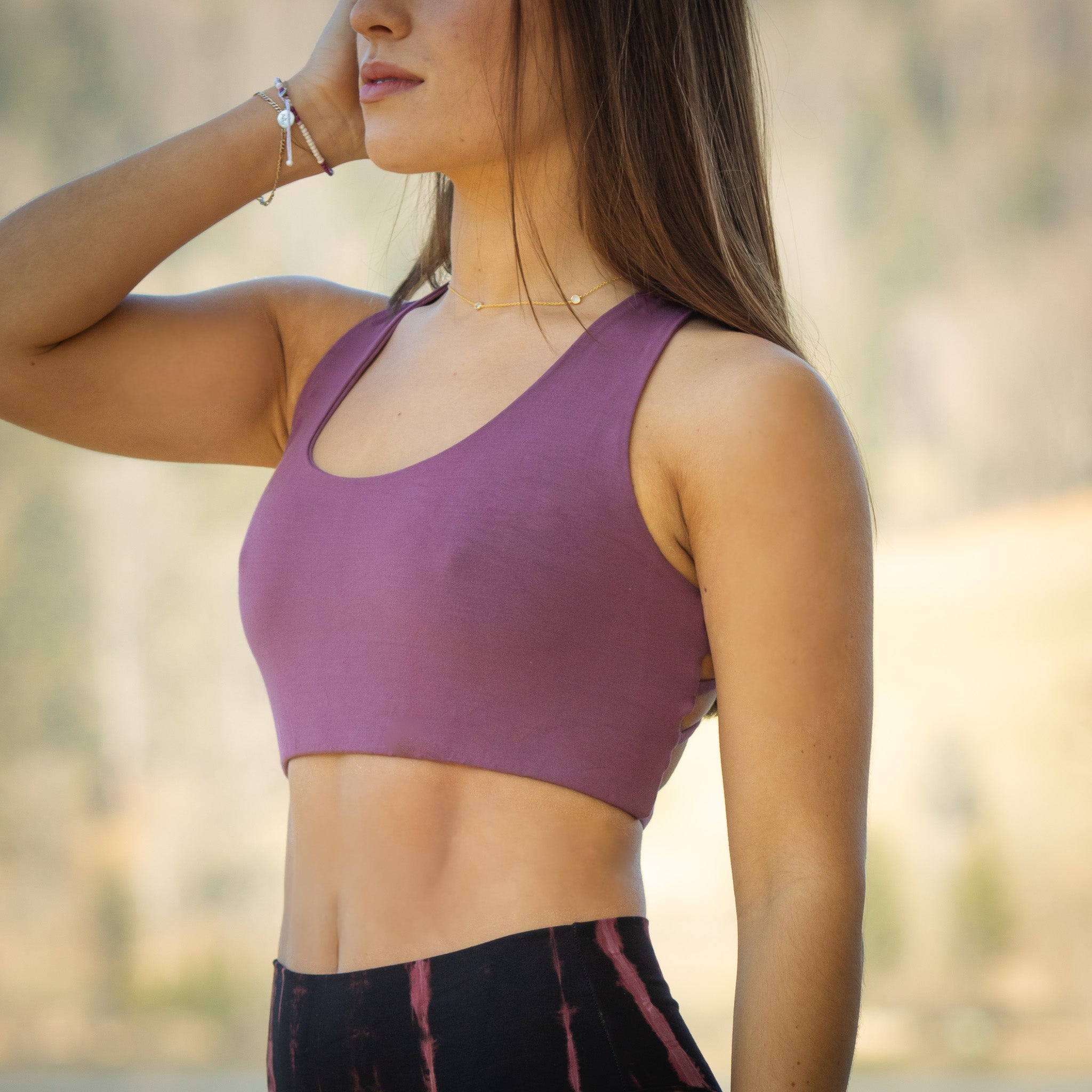 Yoga BH aus Bambus Mix - Criss Cross Lavender