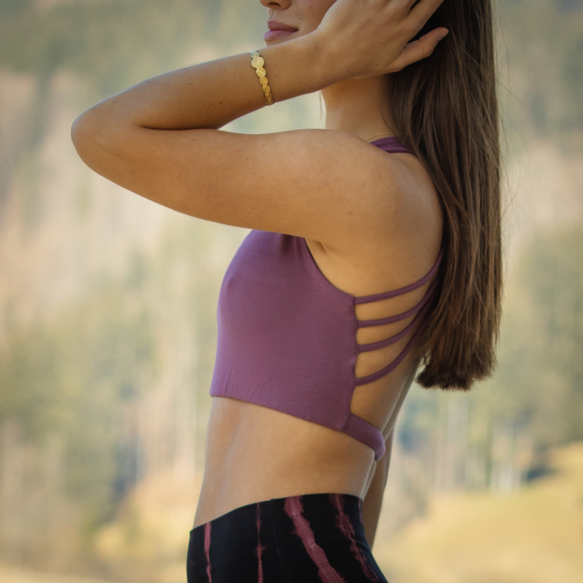 Yoga BH aus Bambus Mix - Criss Cross Lavender