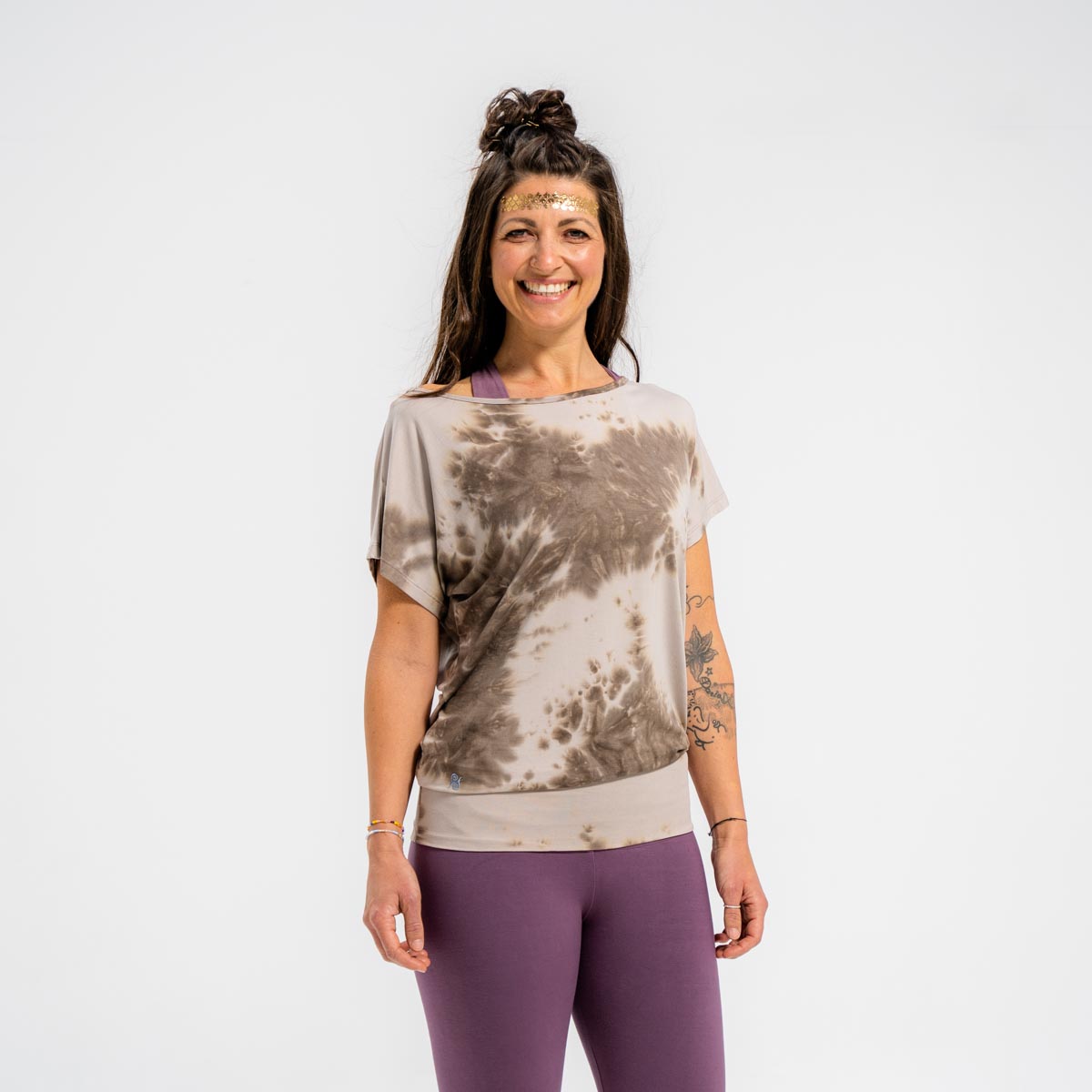 Yoga Leggings Damen aus Bambus Mix - Uni Eggplant (Festes Material, fällt klein aus)