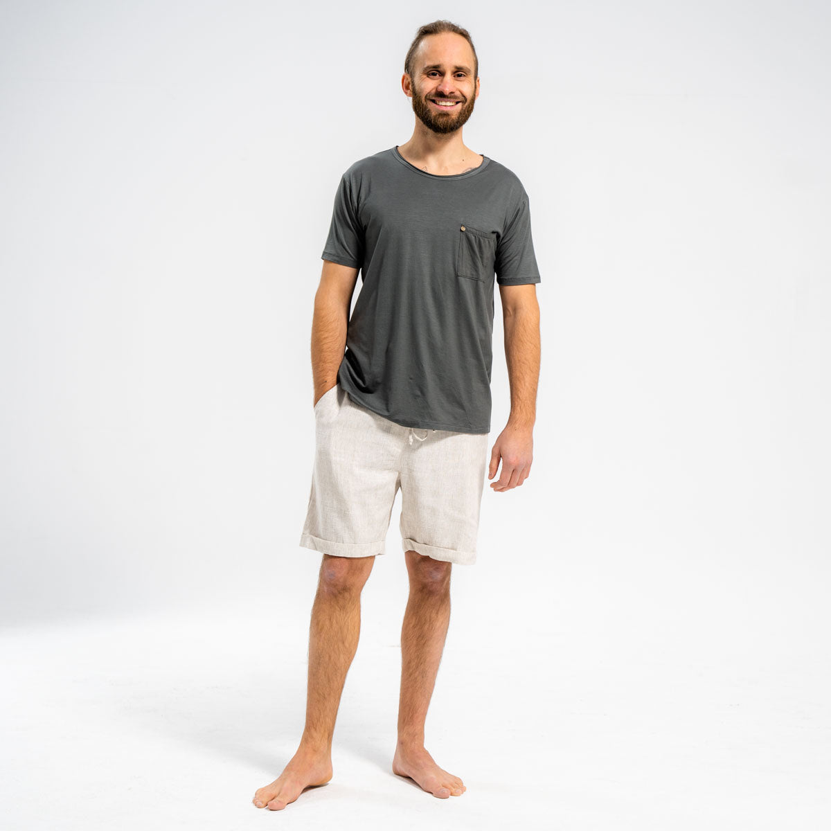 Leinenhose Herren kurz - Dünnes Material - Naturweiß