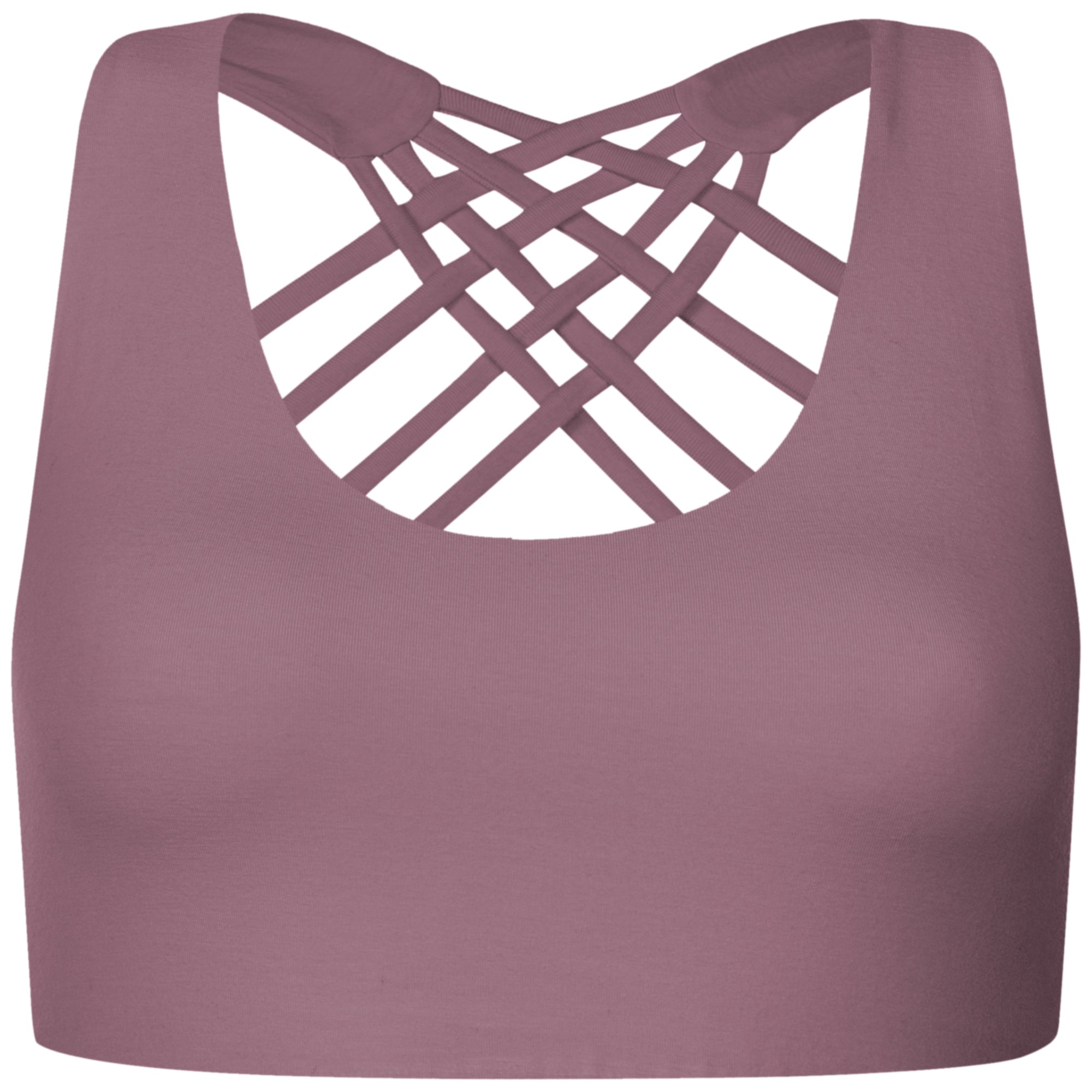 Yoga BH aus Bambus Mix - Criss Cross Eggplant