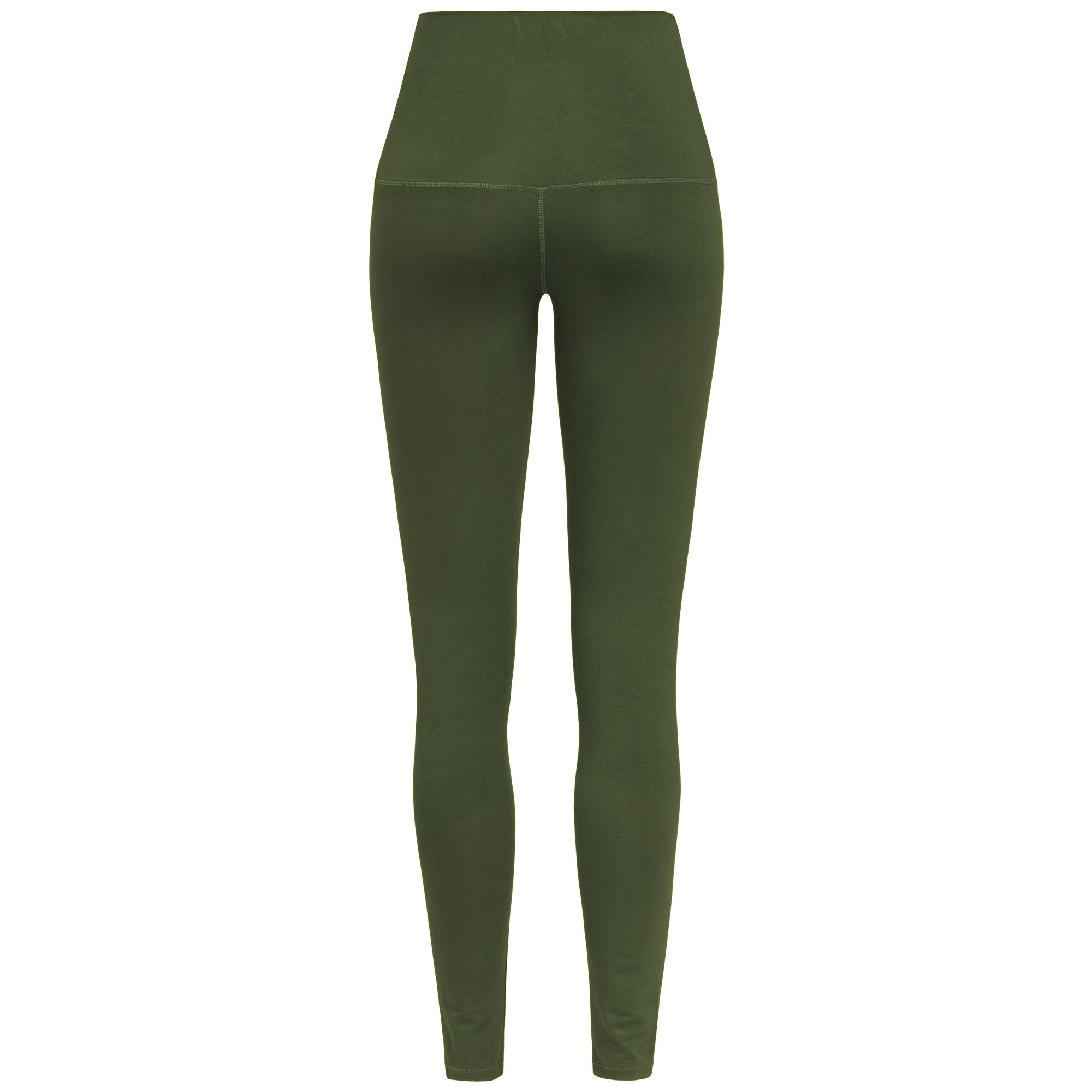 Yoga Leggings Damen aus Bambus Mix - Uni Deep Forest (Festes Material)