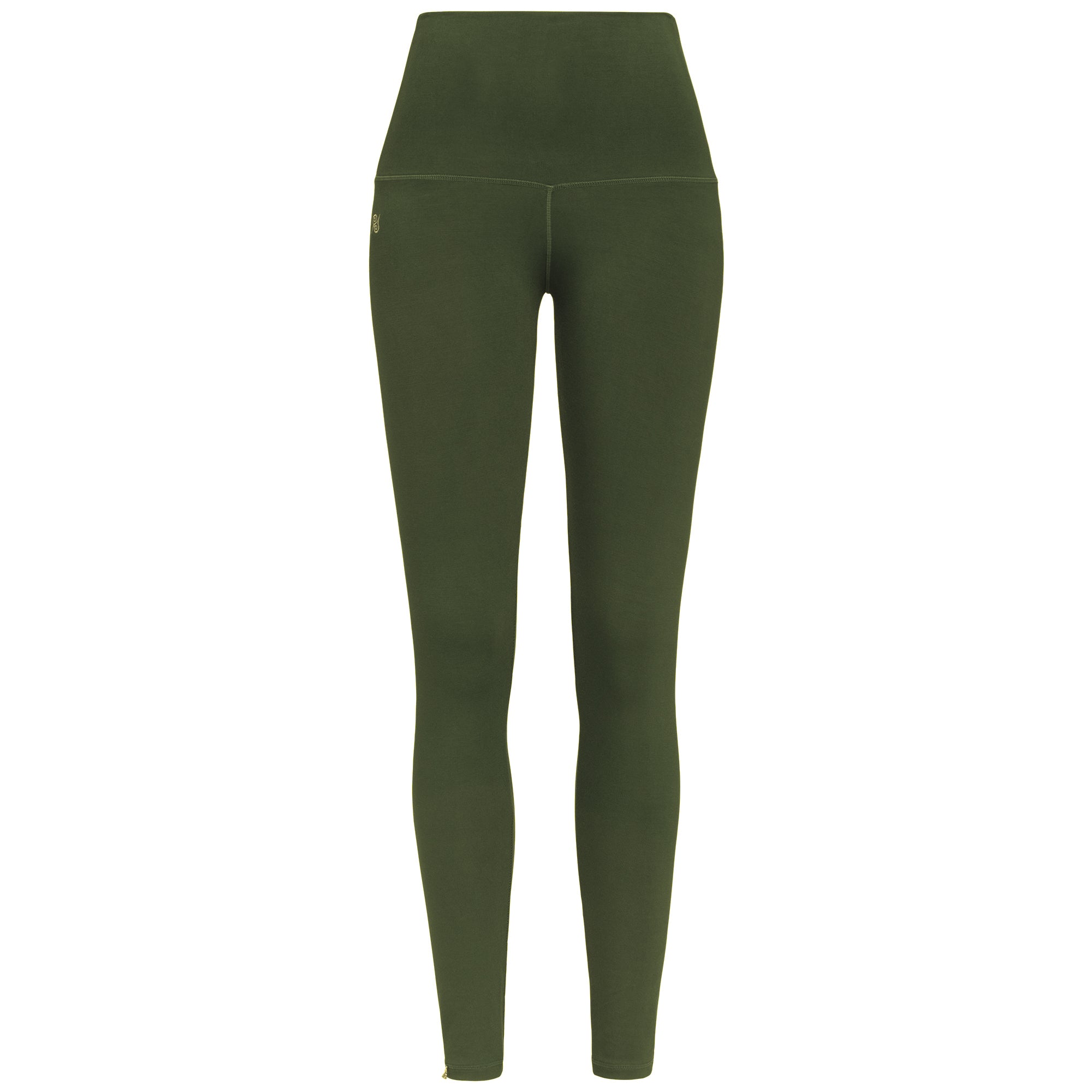 Yoga Leggings Damen aus Bambus Mix - Uni Moosgrün (Dickes Material)