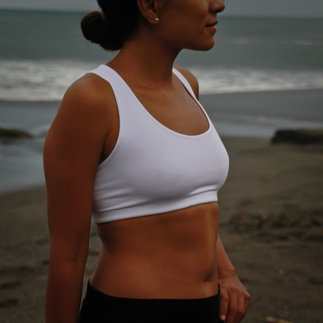 Yoga BH aus Bambus Mix - Criss Cross White