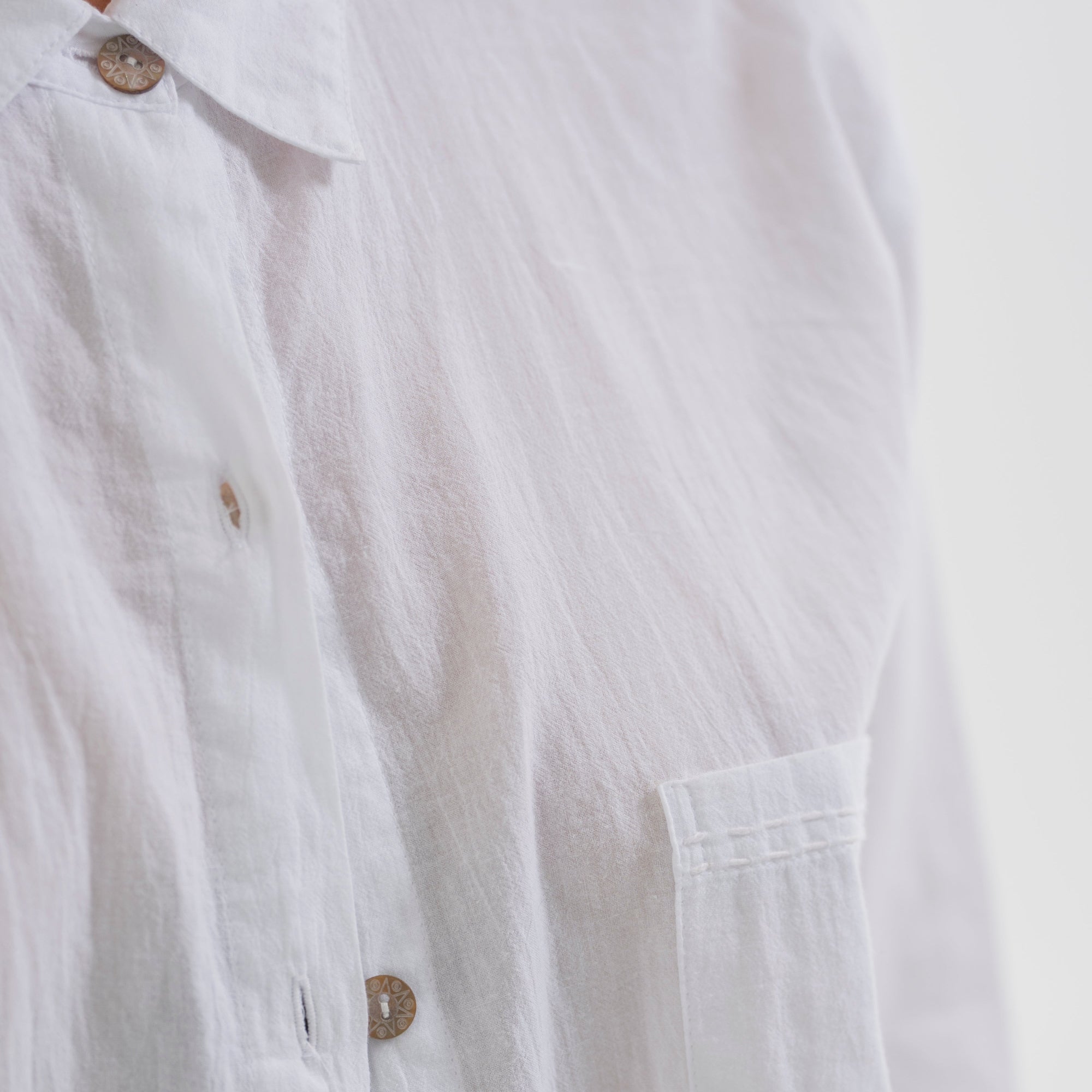 Women's cotton blend shirt - Summer Breeze White